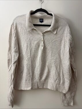 GAP Cream Polo Collar Long Sleeve Sweater